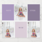 Collage Foto Paars Best Mam Ever Cadeft Bier Etiket (Enkel label)