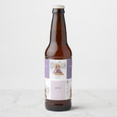 Collage Foto Paars Best Mam Ever Cadeft Bier Etiket (Voorkant)