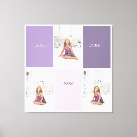 Collage Foto Paars Best Mam Ever Cadeft Canvas Afdruk (Voorkant)