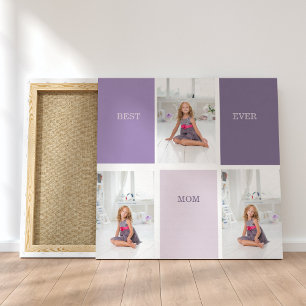 Collage Foto Paars Best Mam Ever Cadeft Canvas Afdruk