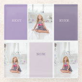 Collage Foto Paars Best Mam Ever Cadeft Glazen Onderzetter (Voorkant)