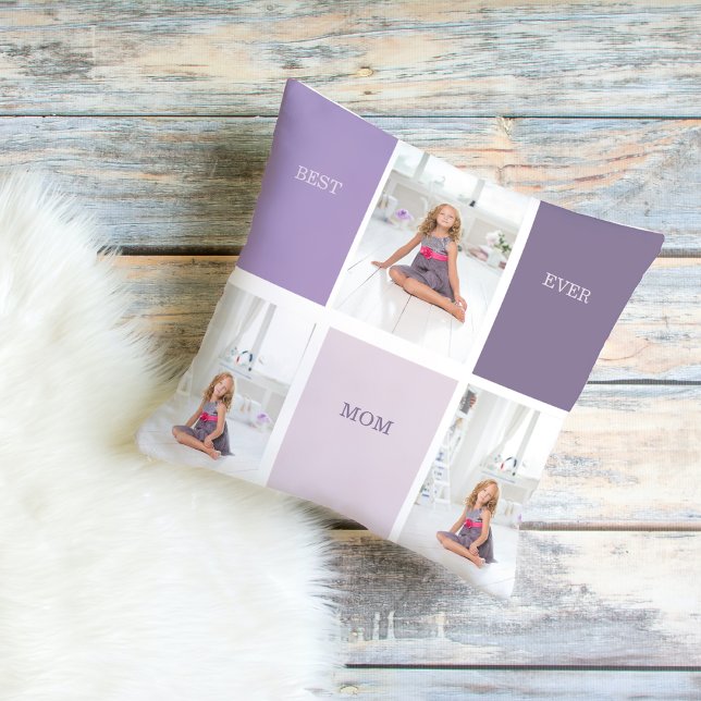 Collage Foto Paars Best Mam Ever Cadeft Kussen (Creator heeft geüpload)