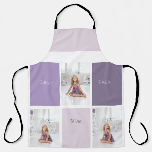 Collage Foto Paars Best Mam Ever Cadeft Schort (Voorkant)