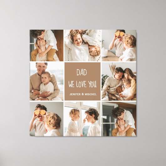 Collage Foto Pap We houden van je gelukkige vaderd Canvas Afdruk (Voorkant)