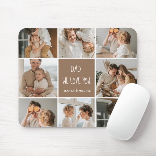 Collage Foto Pap We houden van je gelukkige vaderd Muismat (Met muis)
