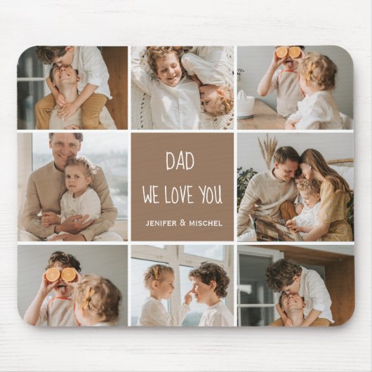 Collage Foto Pap We houden van je gelukkige vaderd Muismat (Voorkant)
