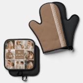 Collage Foto Pap We houden van je gelukkige vaderd Ovenwant & Pannenlap Set (Voorkant / Achterkant)