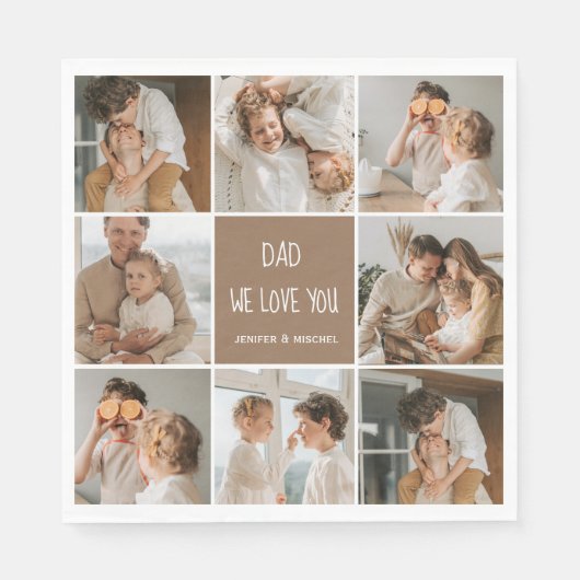 Collage Foto Pap We houden van je gelukkige vaderd Servet (Voorkant)