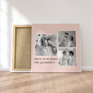 Collage Foto Pastel Roze Best Grandma Gift Canvas Afdruk