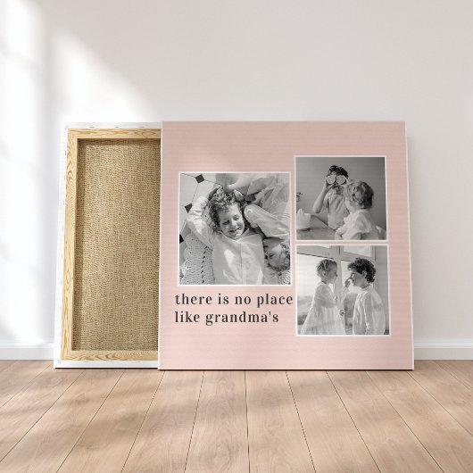 Collage Foto Pastel Roze Best Grandma Gift Canvas Afdruk