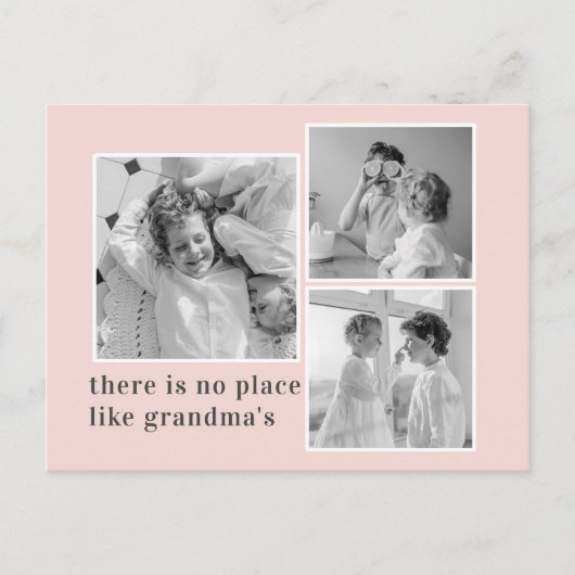 Collage Foto Pastel Roze Best Grandma Gift Feestdagenkaart (Voorkant)