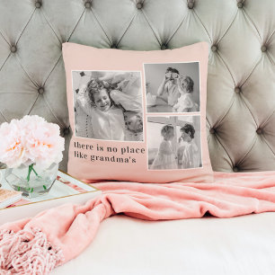 Collage Foto Pastel Roze Best Grandma Gift Kussen