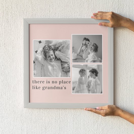 Collage Foto Pastel Roze Best Grandma Gift Poster