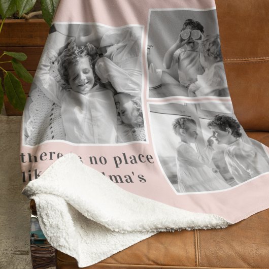 Collage Foto Pastel Roze Best Grandma Gift Sherpa Deken