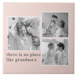 Collage Foto Pastel Roze Best Grandma Gift Tegeltje