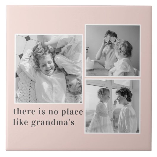 Collage Foto Pastel Roze Best Grandma Gift Tegeltje (Voorkant)