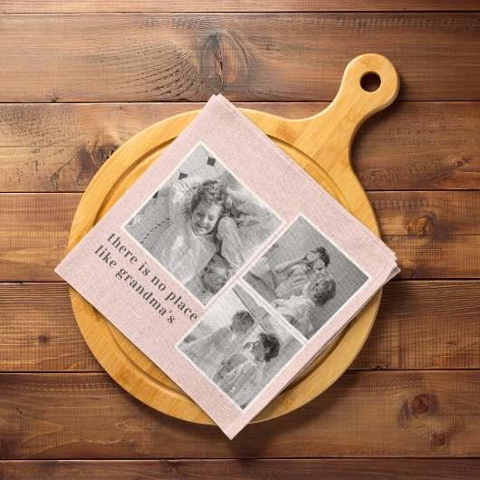 Collage Foto Pastel Roze Best Grandma Gift Theedoek
