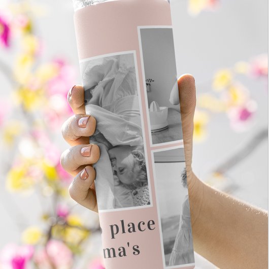 Collage Foto Pastel Roze Best Grandma Gift Thermosbeker