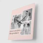 Collage Foto Pastel Roze Best Grandma Gift Vierkante Klok (Hoek)