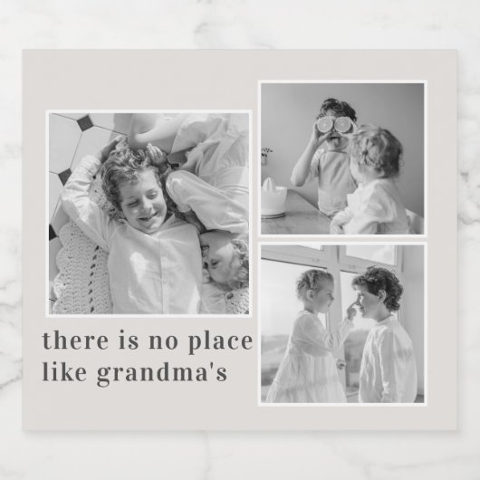 Collage Foto & Quote Best Grandma Gift Bier Etiket (Enkel label)