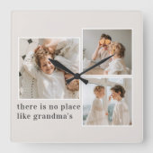 Collage Foto & Quote Best Grandma Gift Vierkante Klok (Voorkant)