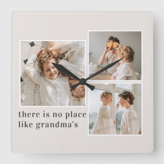 Collage Foto & Quote Best Grandma Gift Vierkante Klok (Voorkant)