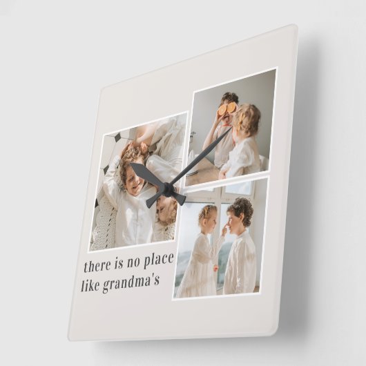 Collage Foto & Quote Best Grandma Gift Vierkante Klok (Hoek)