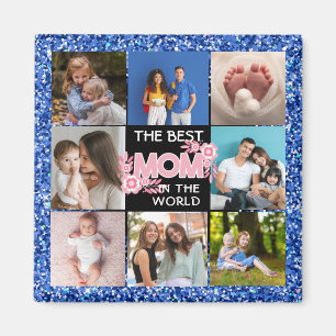 Collage Foto Roze Beste Mama In Word Uniek Cadeau Magneet