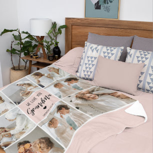 Collage Foto Roze We houden van je oma Best Gift Fleece Deken