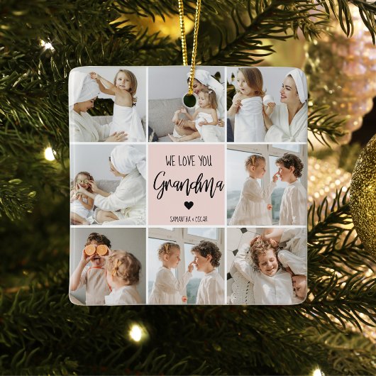 Collage Foto Roze We houden van je oma Best Gift Keramisch Ornament