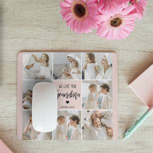 Collage Foto Roze We houden van je oma Best Gift Muismat
