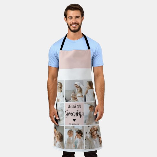 Collage Foto Roze We houden van je oma Best Gift Schort (Gedragen)