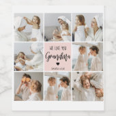 Collage Foto Roze We houden van je oma Best Gift Wijn Etiket (Enkel label)