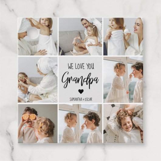 Collage Foto | We houden van je opa Gift Bedankjes Labels (Voorkant)