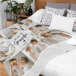 Collage Foto We houden van je opa Gift Fleece Deken