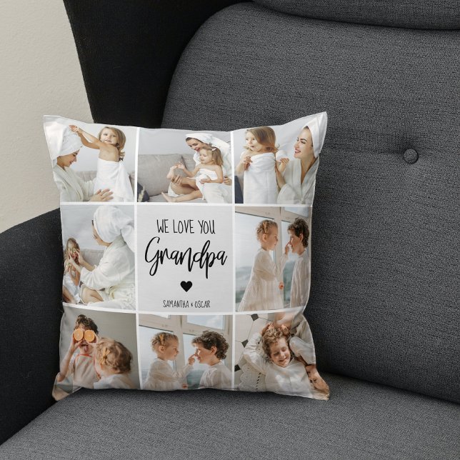 Collage Foto | We houden van je opa Gift Kussen (Creator heeft geüpload)