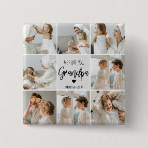 Collage Foto   We houden van je opa Gift Vierkante Button 5,1 Cm