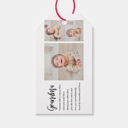 Collage foto's en beste grootmoeder ooit cadeaulabel (Voorkant)