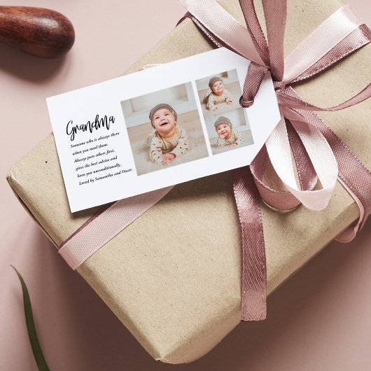 Collage foto's en beste grootmoeder ooit cadeaulabel