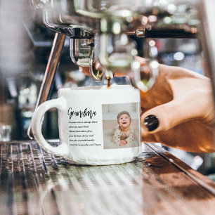 Collage foto's en beste grootmoeder ooit espresso kop