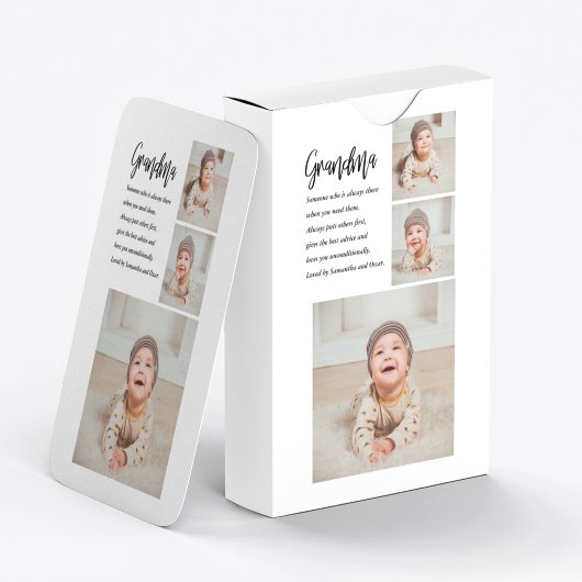 Collage foto's en beste grootmoeder ooit pokerkaarten