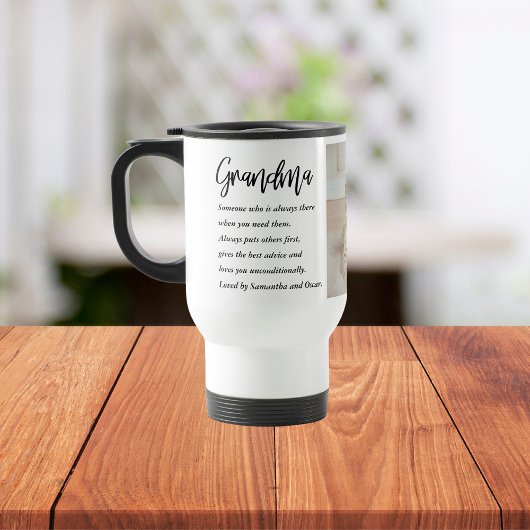 Collage foto's en beste grootmoeder ooit reisbeker