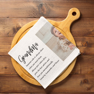 Collage foto's en beste grootmoeder ooit theedoek