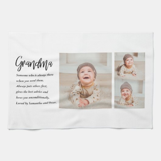 Collage foto's en beste grootmoeder ooit theedoek (Horizontaal)