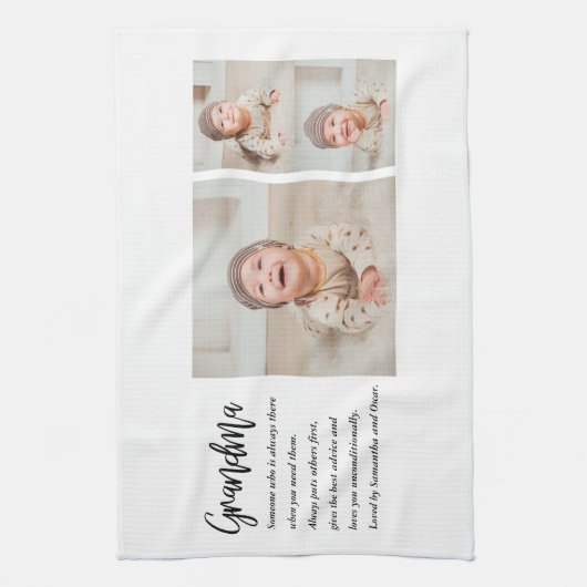 Collage foto's en beste grootmoeder ooit theedoek (Verticaal)