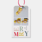 Collage foto's en kleurrijke groeven | Happy Holid Cadeaulabel (Voorkant)