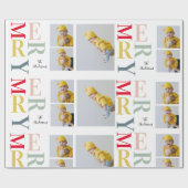 Collage foto's en kleurrijke groeven | Happy Holid Cadeaupapier (Vlak)