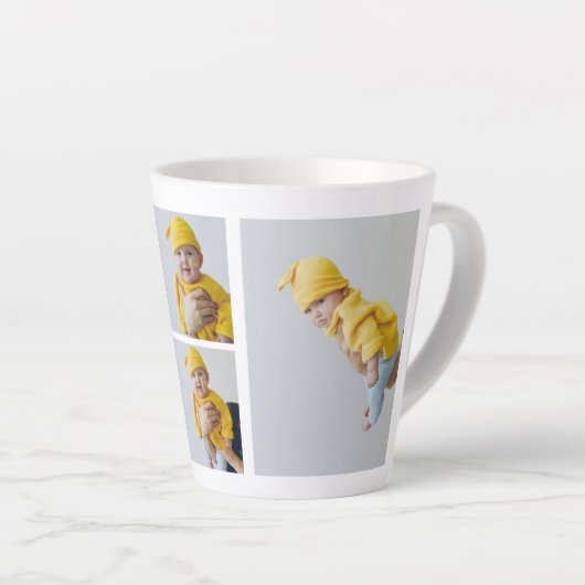 Collage foto's en kleurrijke groeven | Happy Holid Latte Mok (Rechterhoek)