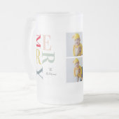 Collage foto's en kleurrijke groeven | Happy Holid Matglas Bierpul (Voorkant links)