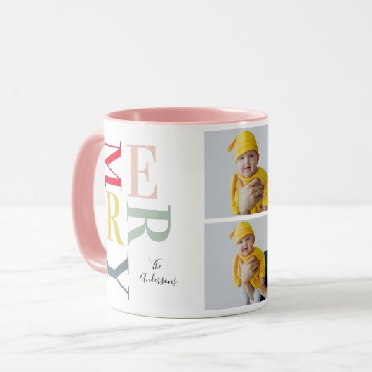 Collage foto's en kleurrijke groeven | Happy Holid Mok (Voorkant links)